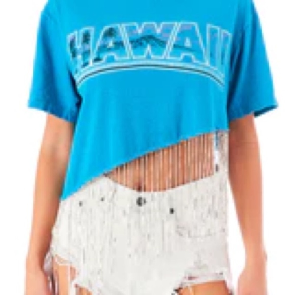 Furst of a kind LF stores vintage asymmetrical crop top rhinestone trim HAWAII
